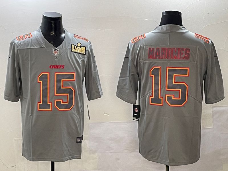 Men Kansas City Chiefs #15 Mahomes Grey 2025 Nike Vapor Limited NFL Jersey style 2101